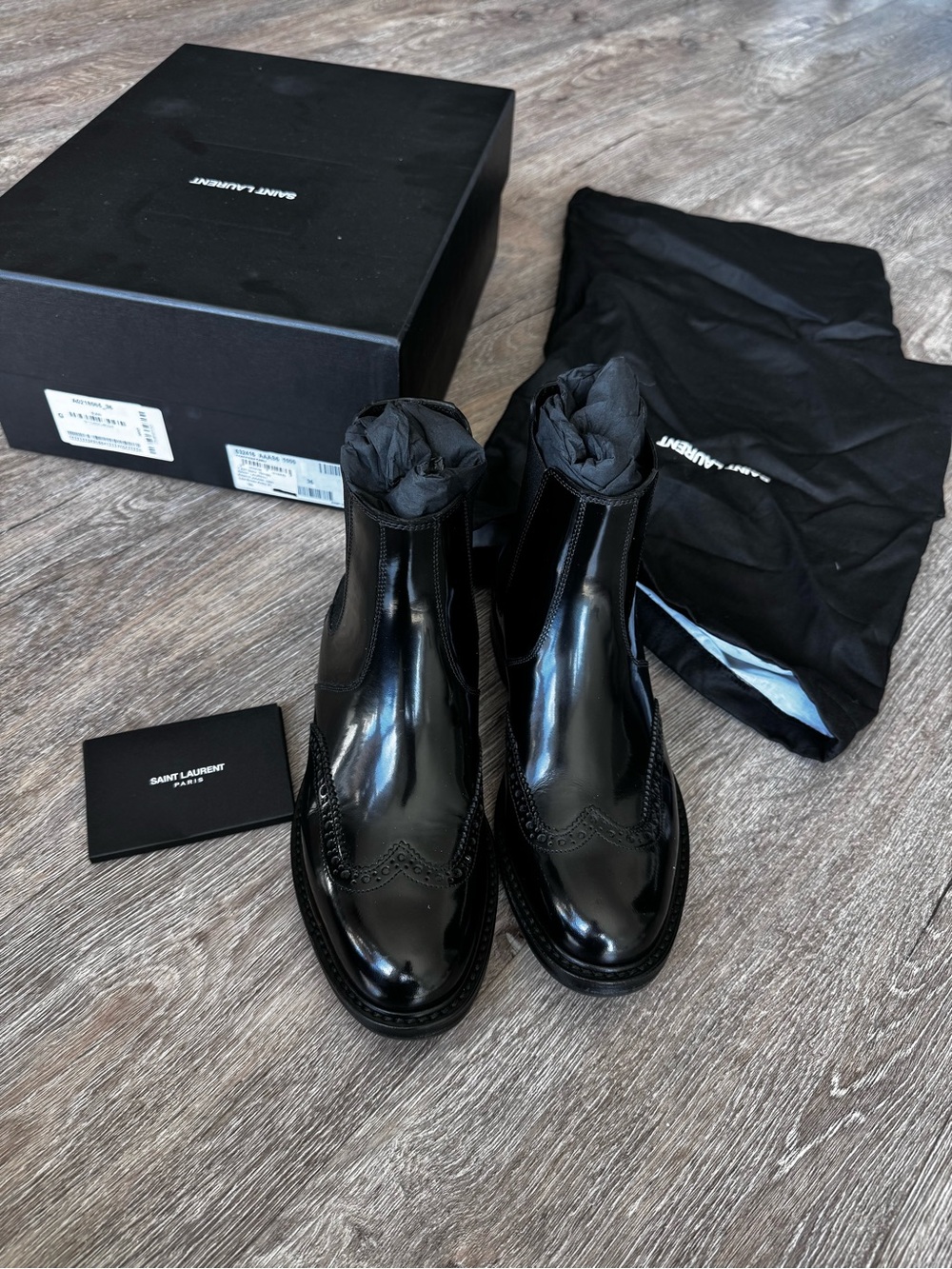 Saint Laurent Black Leather Chelsea Boots